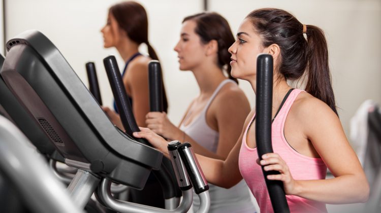 Working out in elliptical trainer